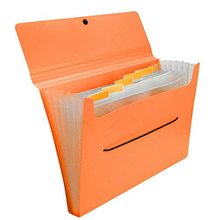 7 Pockets Lightweight Rigid File Organizer with Tabs Shuter Expanding Accordion File Folder with Smiley Elastic Rope Closure 